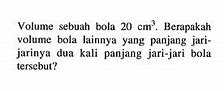 Volume Sebuah Bola Adalah 38808 Cm Kubik